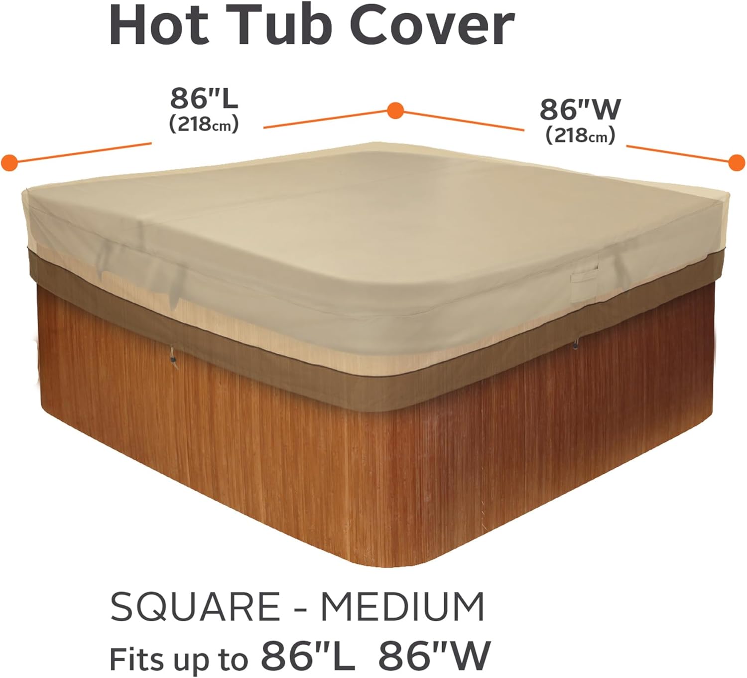 Classic Accessories Veranda Water-Resistant 86 Inch Square Hot Tub Cover, Patio Furniture Covers