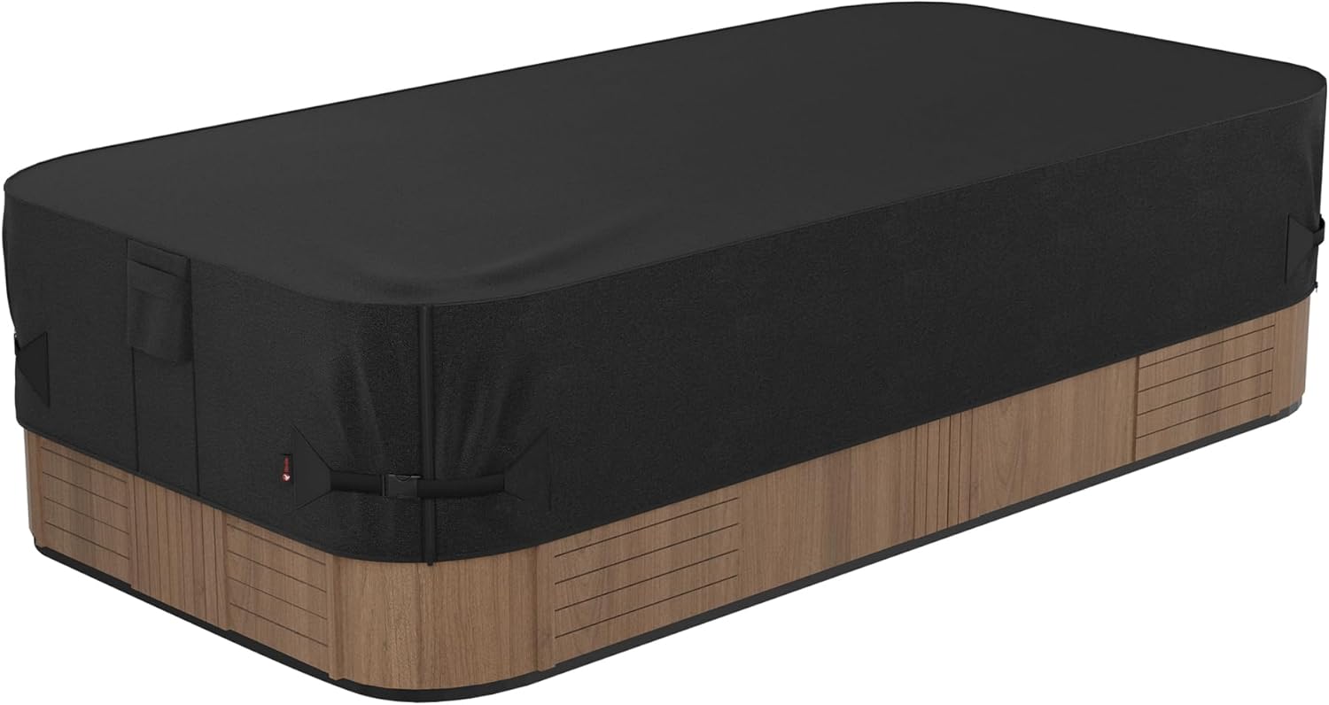 iBirdie Outdoor Waterproof and Weatherproof Hot Tub Cover 85 x 85 inch fit 84 x 84 or 83 x 83 or 82 x 82 or 7 ft x 7 ft Square SPA 600D Heavy Duty Protectors Protective Cover Cap