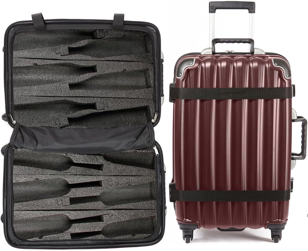VinGardeValise® Grande Wine Suitcase – 12-Bottle Travel Luggage, TSA-Approved, Durable Hard Shell, Shockproof Foam, Secure Bottle Protection for Enthusiasts & Collectors - Burgundy