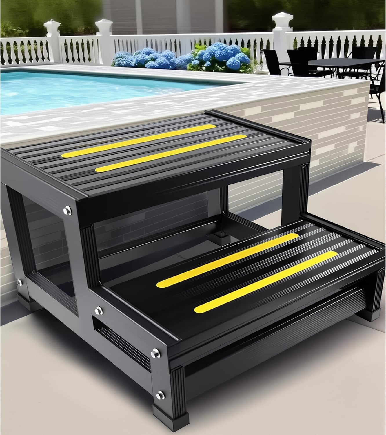 Aluminum Hot Tub Step RV Step Spa Step-Heavy Duty Metal Indoor/Outdoor High Riser Half Step - Non-Slip All Weather Top & Feet Mobility Assistance 500 LBS Load Capacity