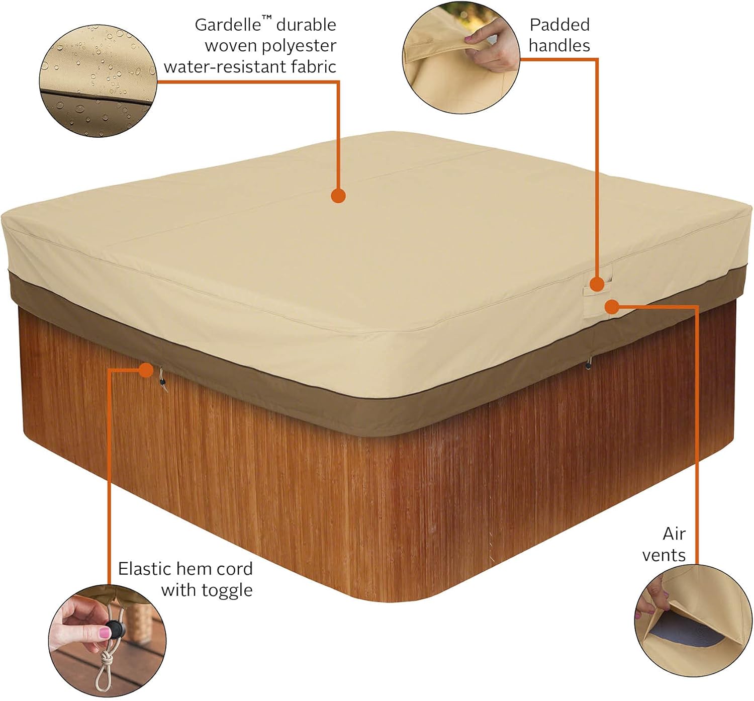 Classic Accessories Veranda Water-Resistant 86 Inch Square Hot Tub Cover, Patio Furniture Covers