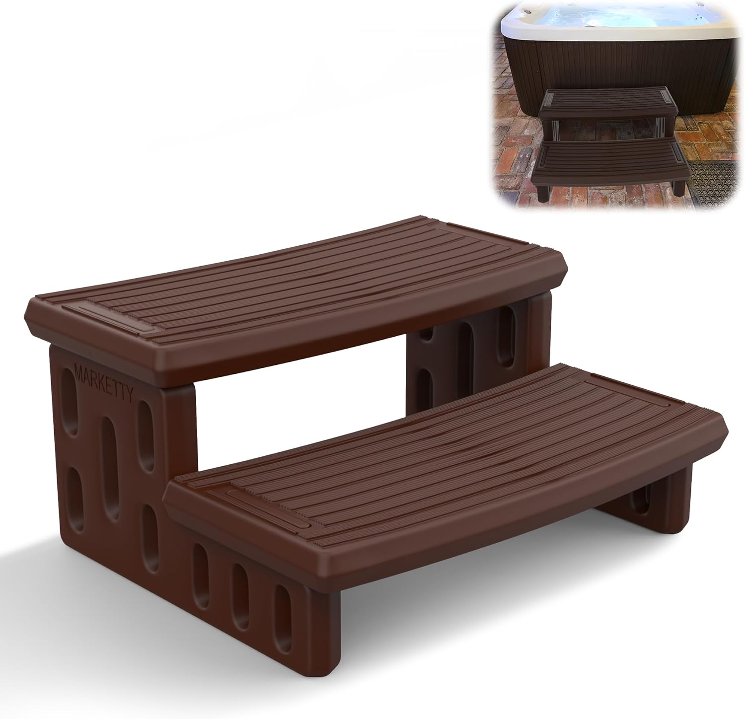 Hot Tub Steps, Non-Slip & Durable Hot Tub Stairs, Portable Universal Ladder Can Be Used Indoors and Outdoors (Black)