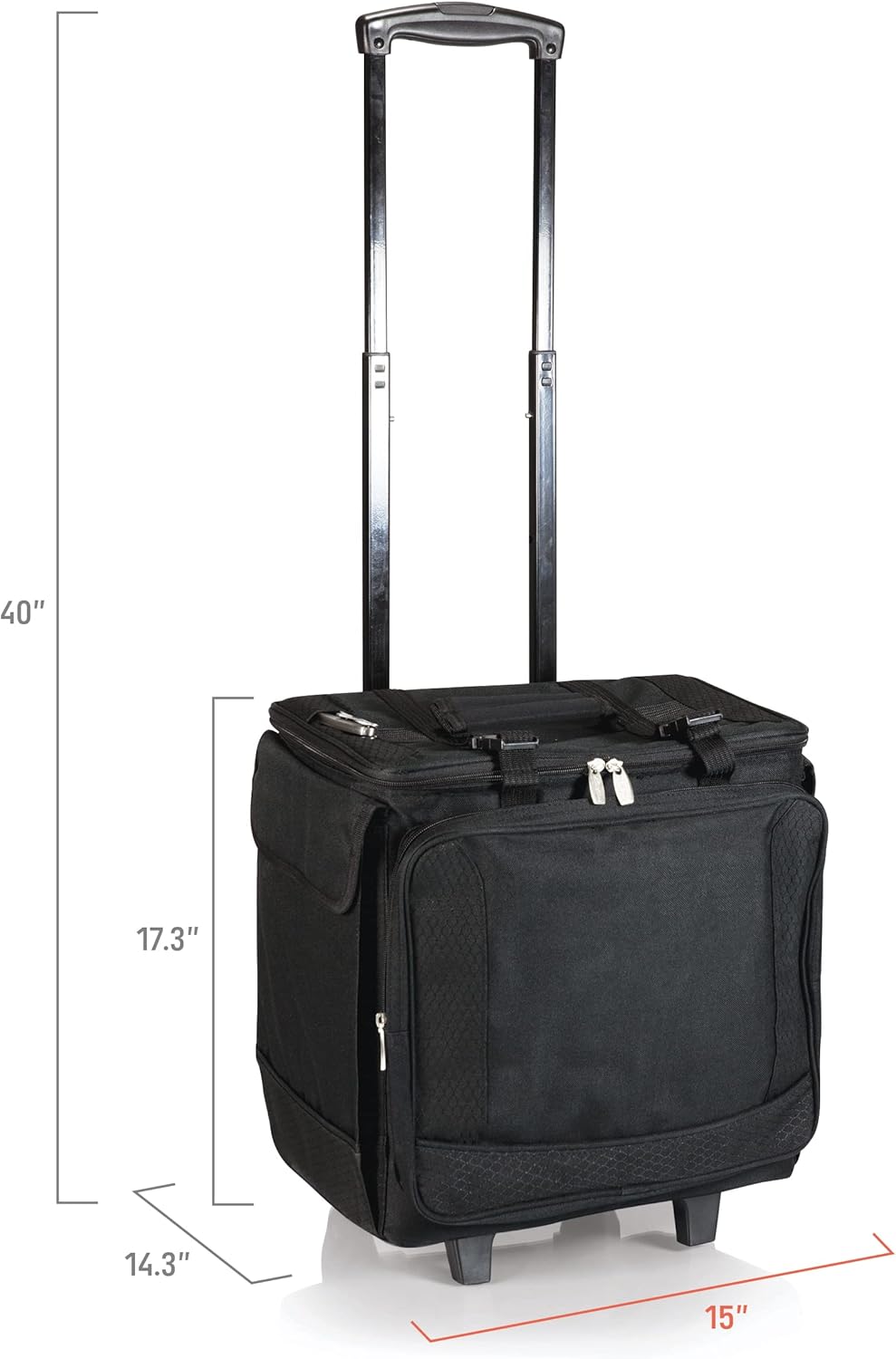 LEGACY - a Picnic Time Brand Bodega Rolling Wine Cooler, Insulated 12-Bottle Tote with Integrated Trolley and Luggage, (Black)