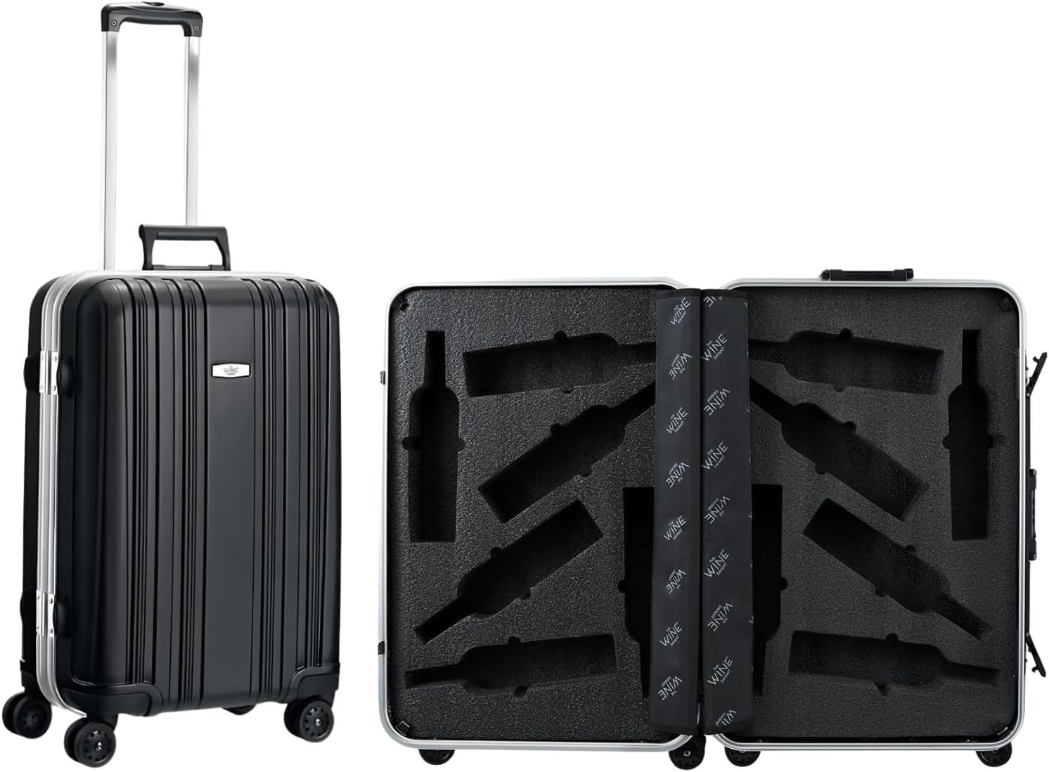 Wine Bottle Suitcase | Holds 10 Standard 750 ML Size Bottles | Universal Airplane Luggage Case, TSA Approved Wheeled Bag For Professionals and Consumers, Gift For Wine Lovers & Connoisseurs (24 IN)
