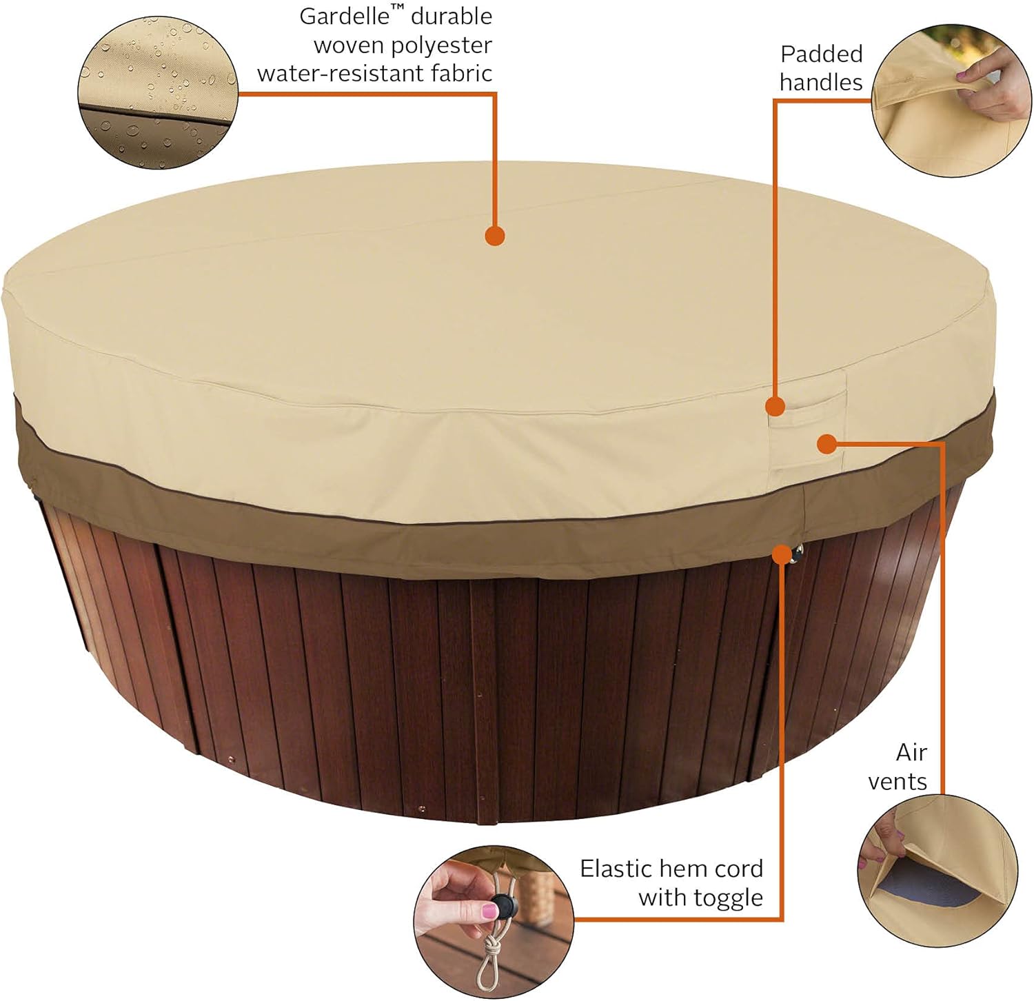 Classic Accessories Veranda Water-Resistant 84 Inch Round Hot Tub Cover, Patio Furniture Covers