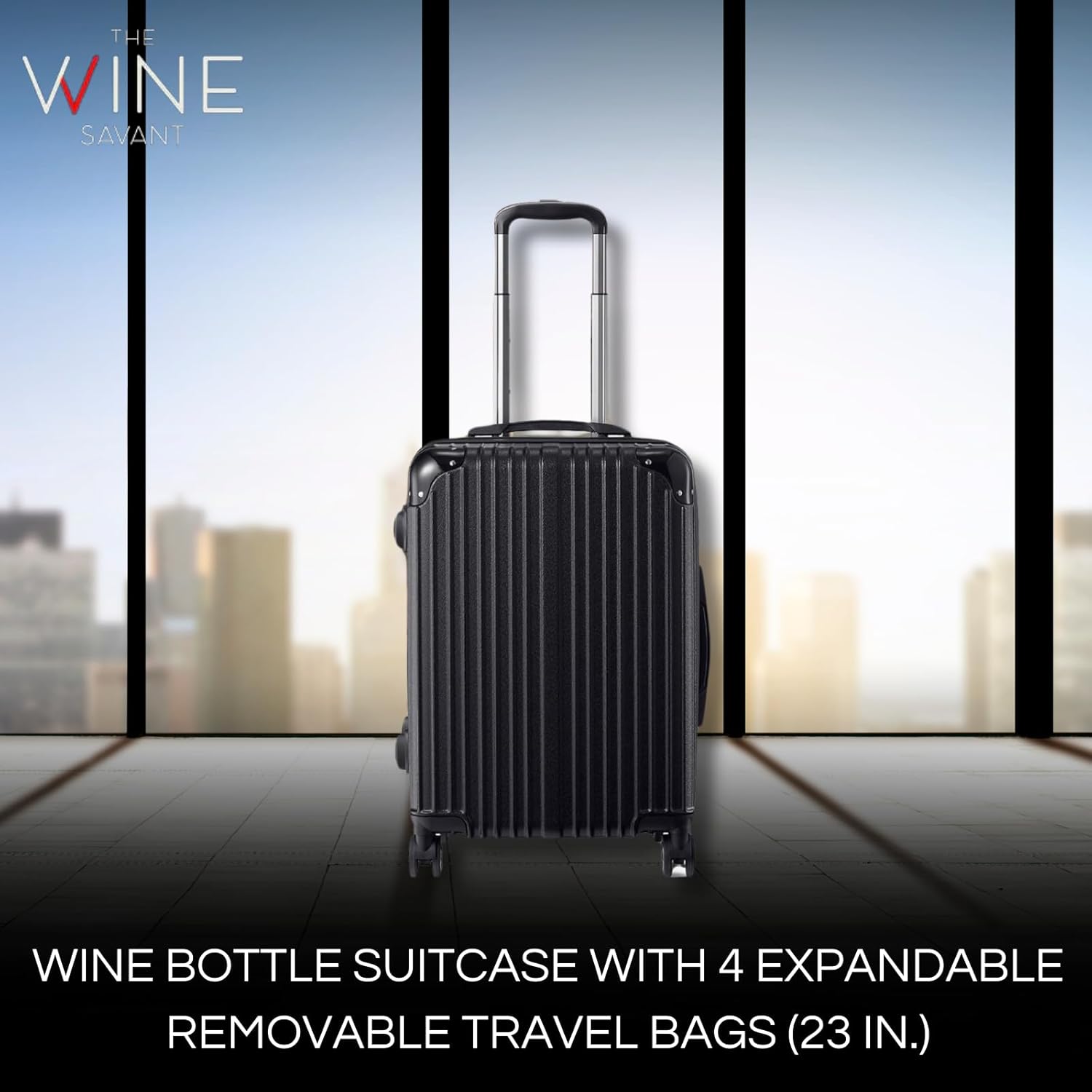 Wine Bottle Suitcase With 4 Expandable Removable Travel Bags | Holds 10 Standard 750 ML Size Bottles | TSA Approved Lock, Wheeled Bag - Airplane Luggage Case to Carry Wine Liquor Alcohol, Gift (23 IN)