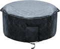 Insulated Inflatable Hot Tub Cover Round Full Coverage Hot Tub Thermal Cover Cap Dustproof Outdoor Energy Saving Spa Covers with Zipper Door and Adjustable Strap for Keeping Warm (Black, 73"D x 28"H)