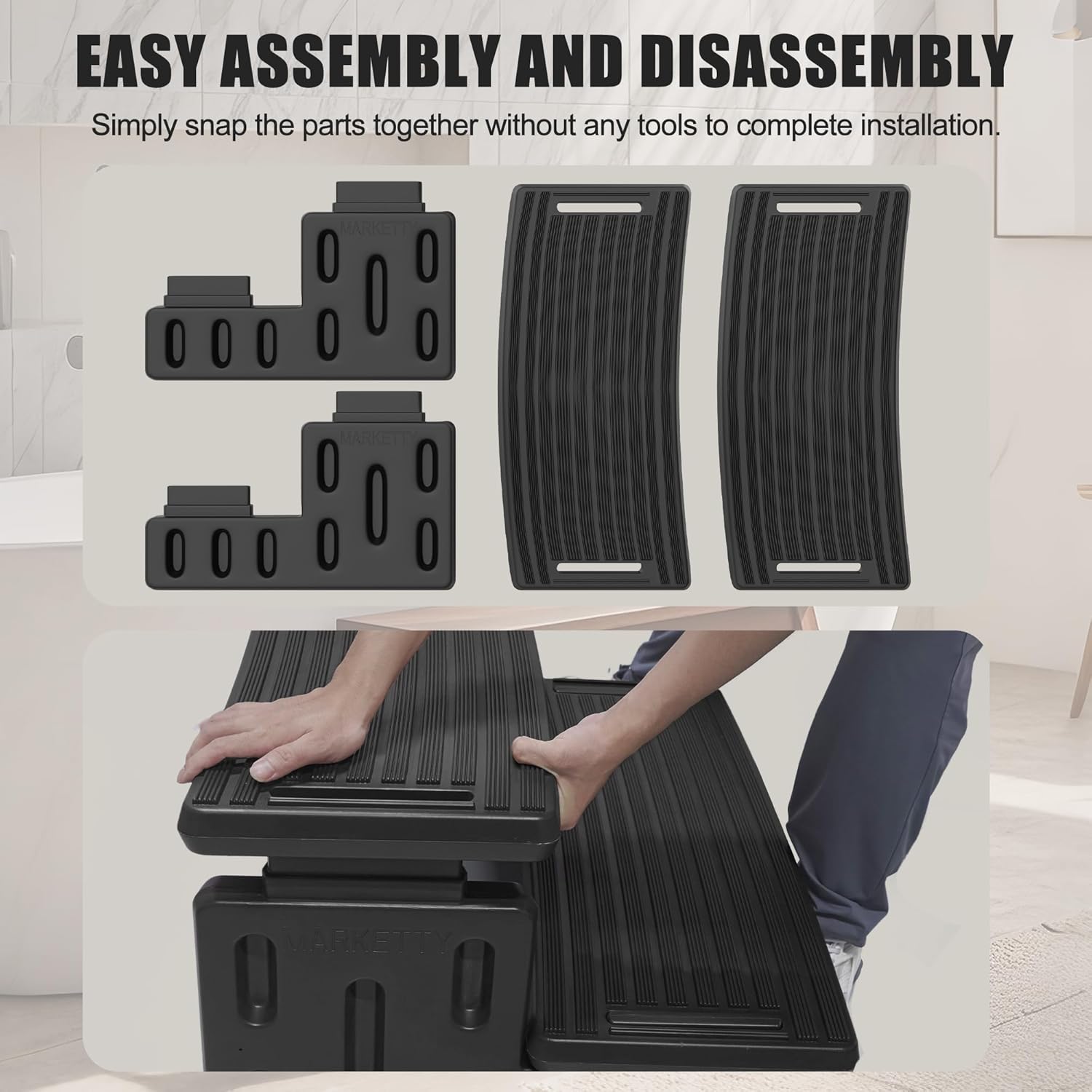 Hot Tub Steps, Non-Slip & Durable Hot Tub Stairs, Portable Universal Ladder Can Be Used Indoors and Outdoors (Black)