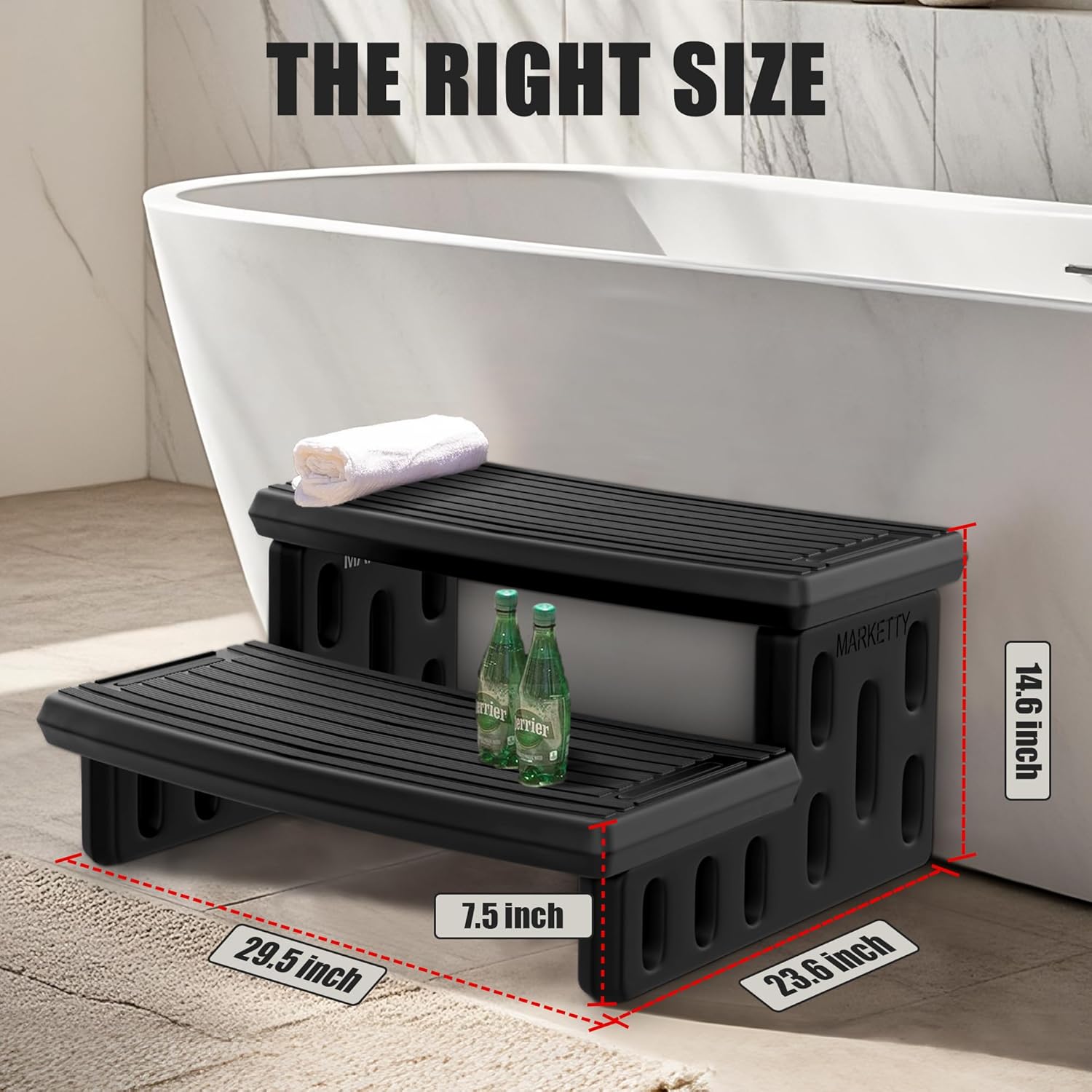 Hot Tub Steps, Non-Slip & Durable Hot Tub Stairs, Portable Universal Ladder Can Be Used Indoors and Outdoors (Black)