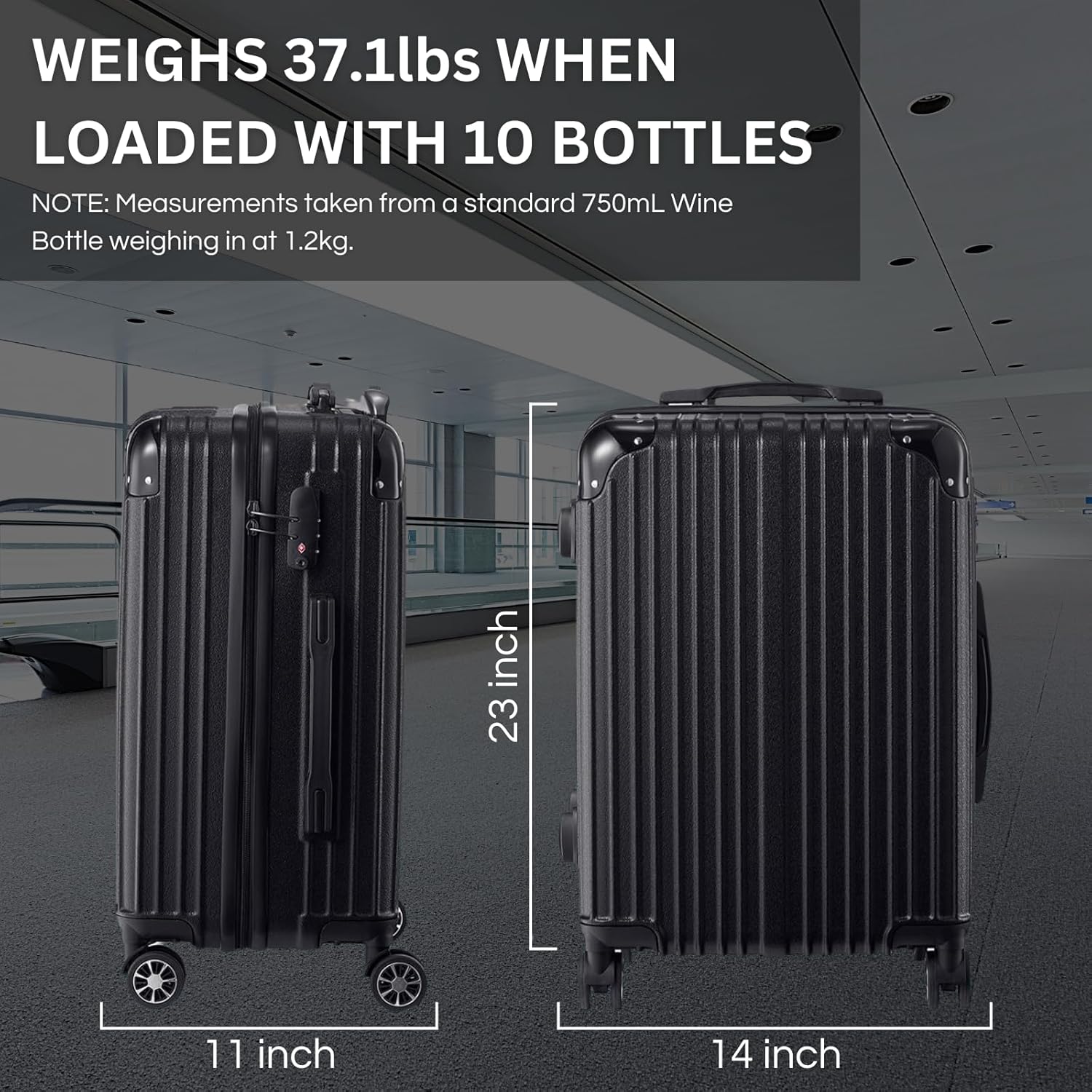 Wine Bottle Suitcase With 4 Expandable Removable Travel Bags | Holds 10 Standard 750 ML Size Bottles | TSA Approved Lock, Wheeled Bag - Airplane Luggage Case to Carry Wine Liquor Alcohol, Gift (23 IN)