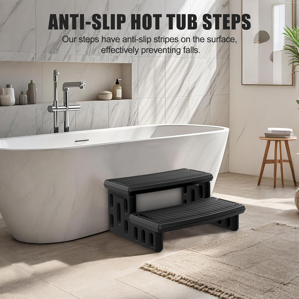 Hot Tub Steps, Non-Slip & Durable Hot Tub Stairs, Portable Universal Ladder Can Be Used Indoors and Outdoors (Black)