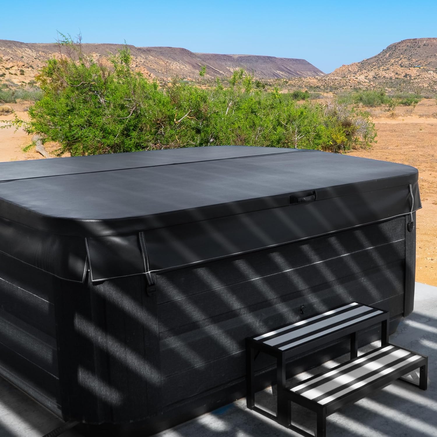The Cover Guy Hot Tub Cover | Replacement Spa Covers with UV Protected Vinyl + High Density Foam | Energy-Saving Cover for All Climates | Fits Square Tubs with 82-84" Sides and 8" Corners | Espresso